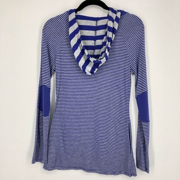 ATHLETA Striped Cowl Neck Hoodie Top - Picture 2 of 10